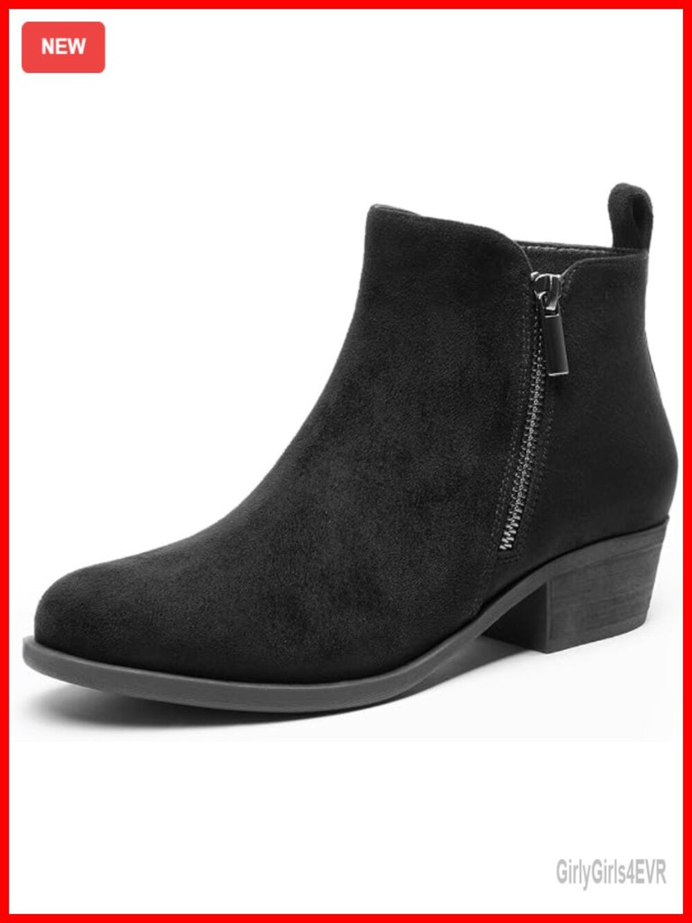 Women's Low Chunky Heel Side Zipper Ankle Booties Boots